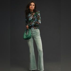 Anthropologie The Icon Flare Corduroy Jeans Size-31 Tall / Blue